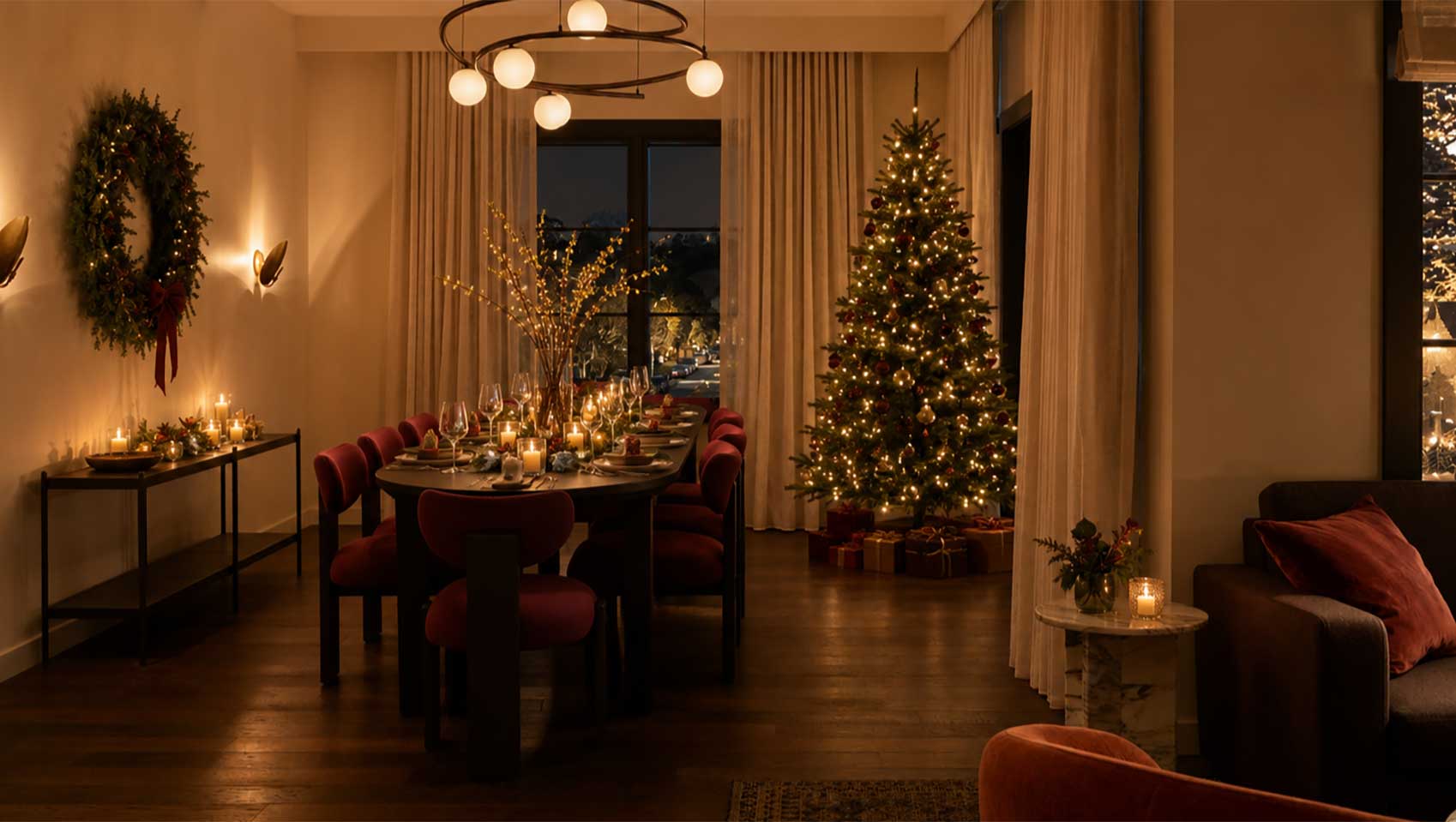 holiday dinner setup