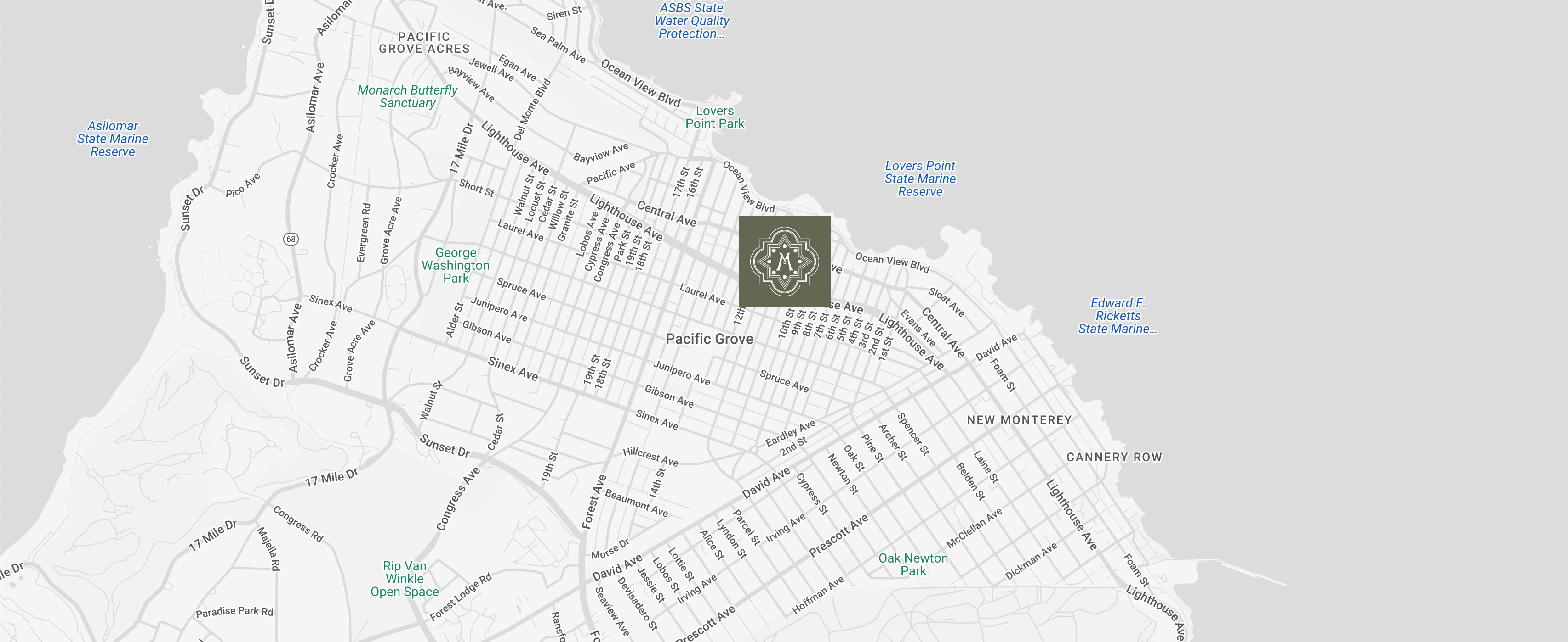 Map of the Kimpton Hotel Mirador Location in Pacific Grove