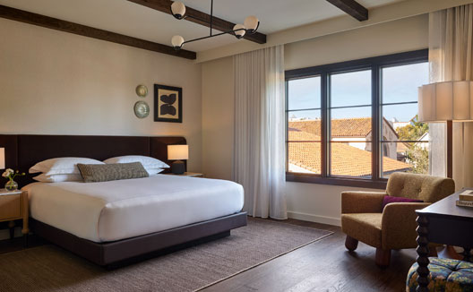 Kimpton Mirador Hotel One Bedroom Suite Bay View Fireplace bedroom