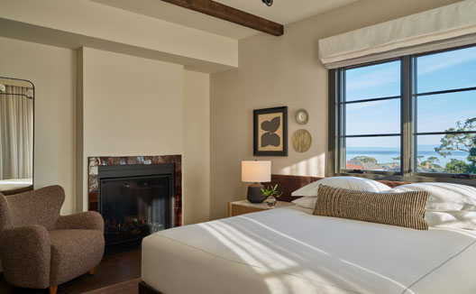 Kimpton Mirador Hotel One Bedroom Suite Terrace Fireplace bedroom