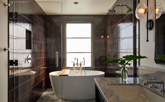 Kimpton Mirador Hotel One Bedroom Suite Terrace Fireplace bathroom with soaking tub